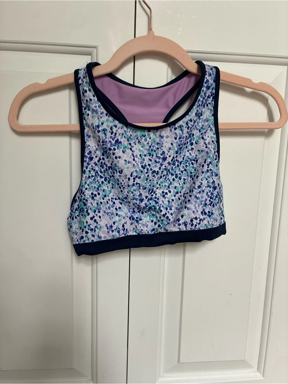 Eddie Bauer reversible Lilac Girls' Two-Piece Swim Set with Navy Trim